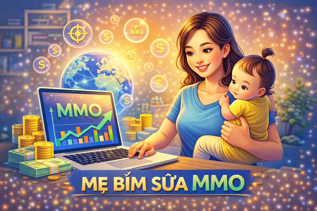 mẹ bỉm sữa kiếm tiền online MMO 2026